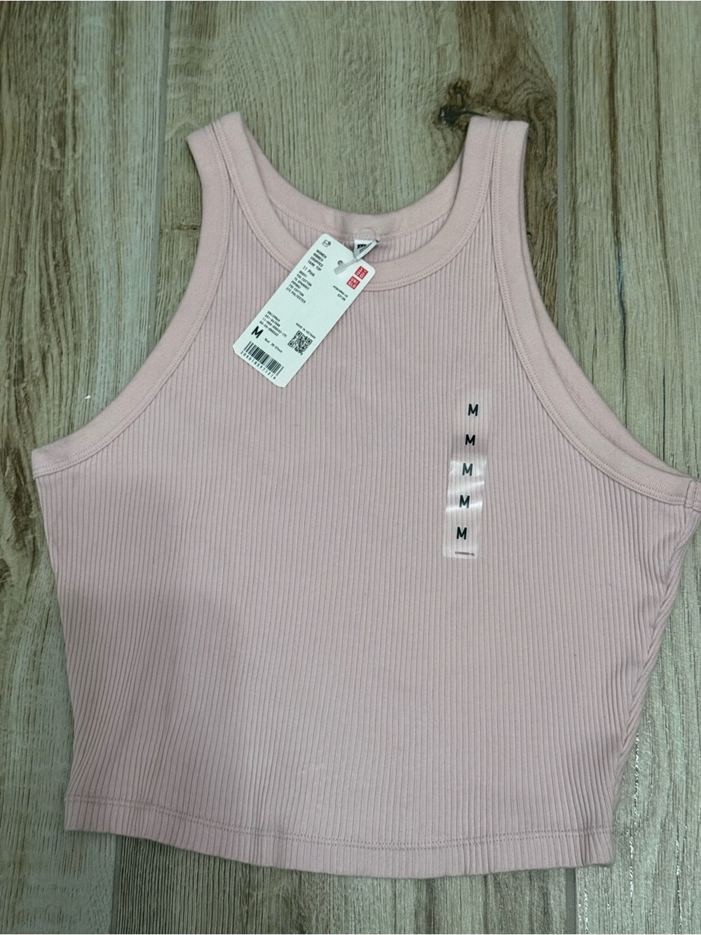 Uniqlo Ribbed Crop Tank Top NWT | Light Pink | Size M